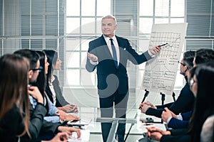 Group of business people at a presentation in a modern office.