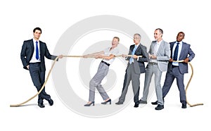 Group of Business People Pulling Rope