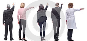 group of business people showing thumbs up with their backs