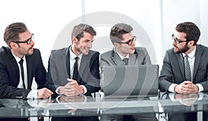 group of business people sitting at the office Desk