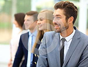 Group of business people smiling in an office