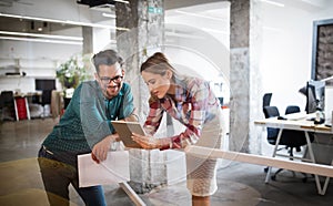 Group of business people and software developers working as a team in office