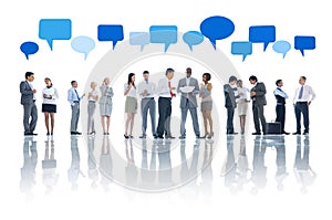 Group of Business People and Speech Bubbles