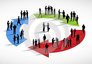 Group of Business People Standing Discussion Cycle Concept