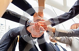 Group of Business people team joining hands, Success Teamwork Concepts