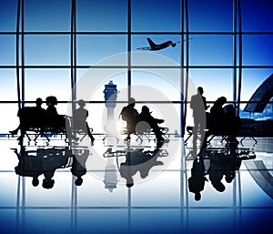 Group Of Business People Waiting In An Airport