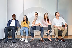 group of business people waiting for job interview