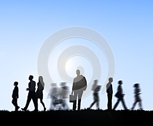 Group of Business People Walking Outdoors