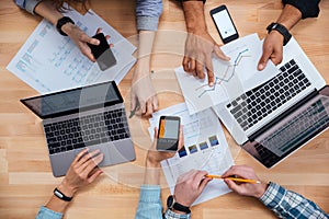 Group of business people working for a financial report