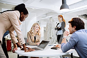 Group of business people working in office