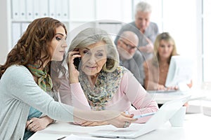 Group of business people working at office