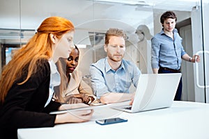 Group of business people working in office