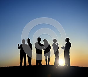 Group Of Business People Working Outdoors