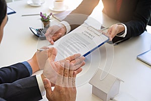 Group of business peoples signing contract and hands clap after successful planning project