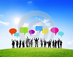 Group of Business With Speech Bubbles