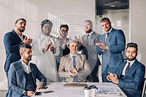 Group of business team standing in a row