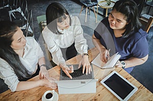 Group of business woman conference in cafe