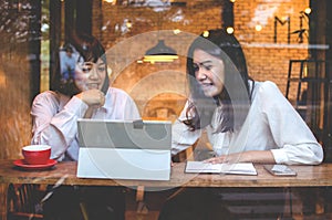 Group of business woman conference in cafe