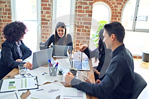 Group of business workers smiling happy and confident