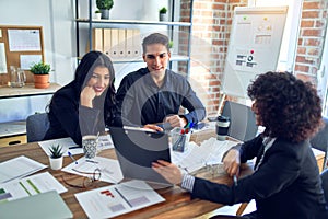 Group of business workers smiling happy and confident