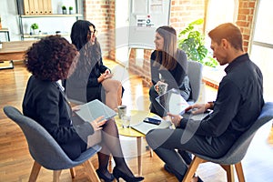 Group of business workers smiling happy and confident