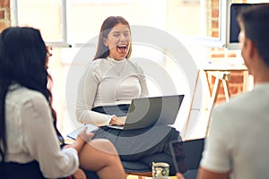 Group of business workers smiling happy and confident