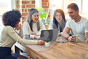 Group of business workers smiling happy and confident