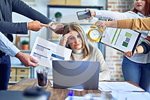 Group of business workers working together