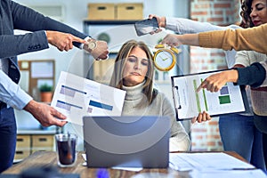 Group of business workers working together