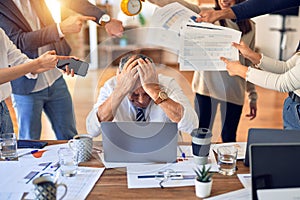 Group of business workers working together