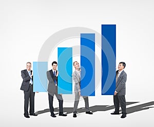 Group of Businessman Holding Growth Chart