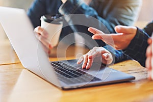 Group of businessman working and using laptop for presentation