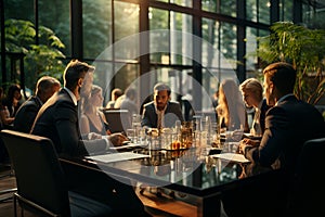 Group businessmen meeting on the workplace, business concept