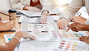 Group of businesspeople having a meeting at a table in an office. Business professional taking a report from their