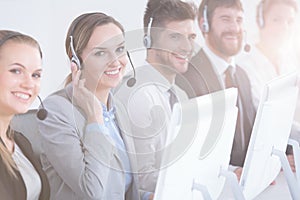 Group of call center workers