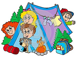 Group of camping kids