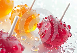 A group of candies on sticks