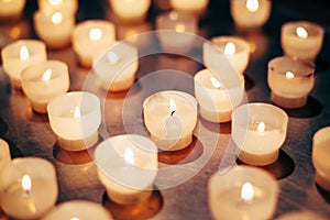 Group Of Candles In Church. Candles Light