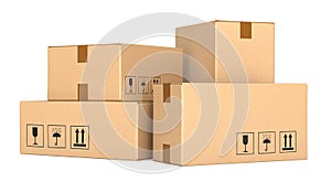 Group of cardboard boxes on white background