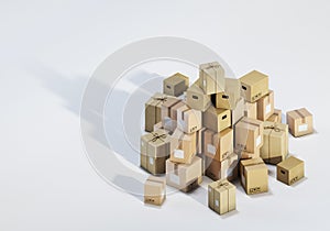 Group of cardboxes in isometric space. 3d rendering.