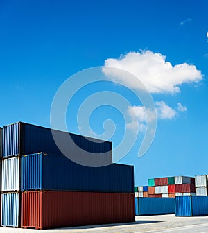 group of cargo containers at the docks