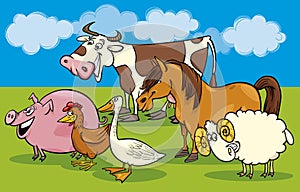 Group of cartoon farm animals