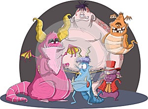 Group of cartoon monster.