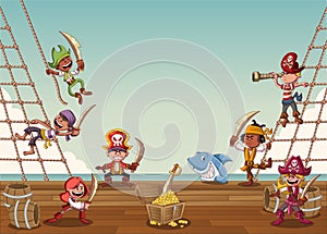 Group of cartoon pirates