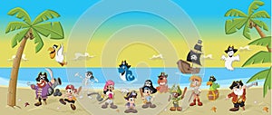 Group of cartoon pirates