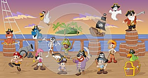 Group of cartoon pirates