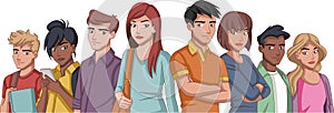 Group of cartoon young people