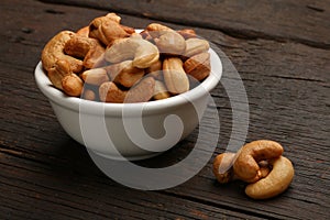 Group of cashew nuts in a bowl