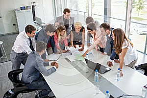 Group of Caucasian corporate people having a business meeting