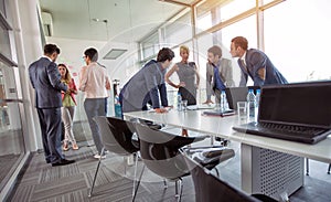 Group of Caucasian corporate people planning idea on business meeting